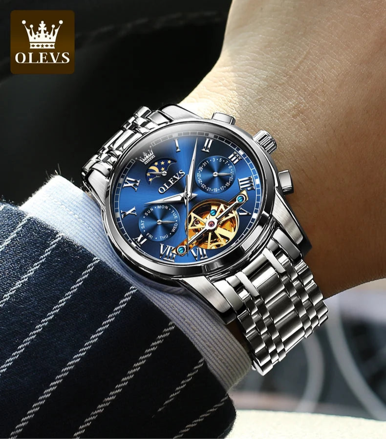 Obsidian Gold (Black + Gold) Zeyo Time Crown Eclipse – Tourbillon Skeleton Moonphase