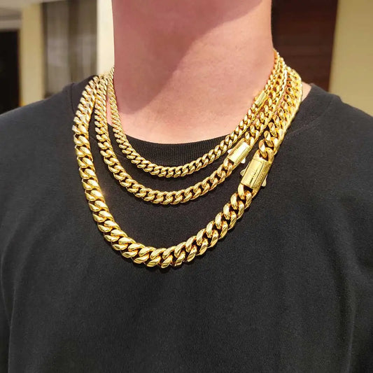Gold Titan Cuban – 8mm, 20" Chain Zeyo Time Titan Cuban – Bold Link Chain (8mm–14mm)
