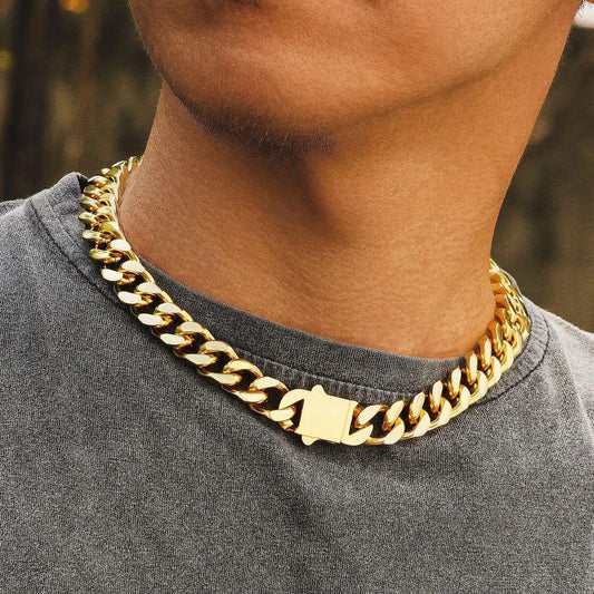 Gold 10mm / 50cm Zeyo Time Monarch Cuban – Dual Tone Chain
