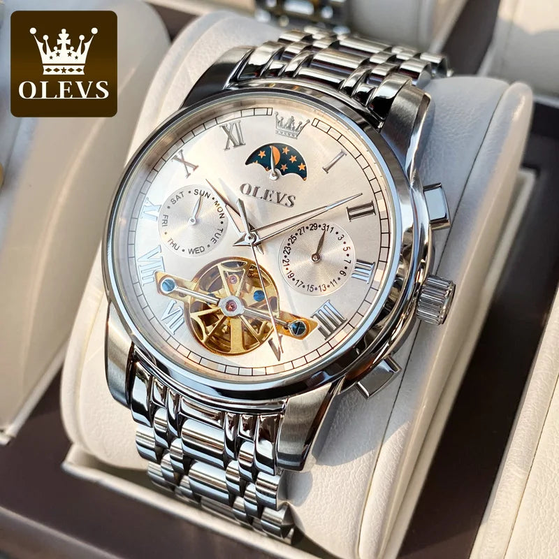 Ice Silver (White Dial) Zeyo Time Crown Eclipse – Tourbillon Skeleton Moonphase